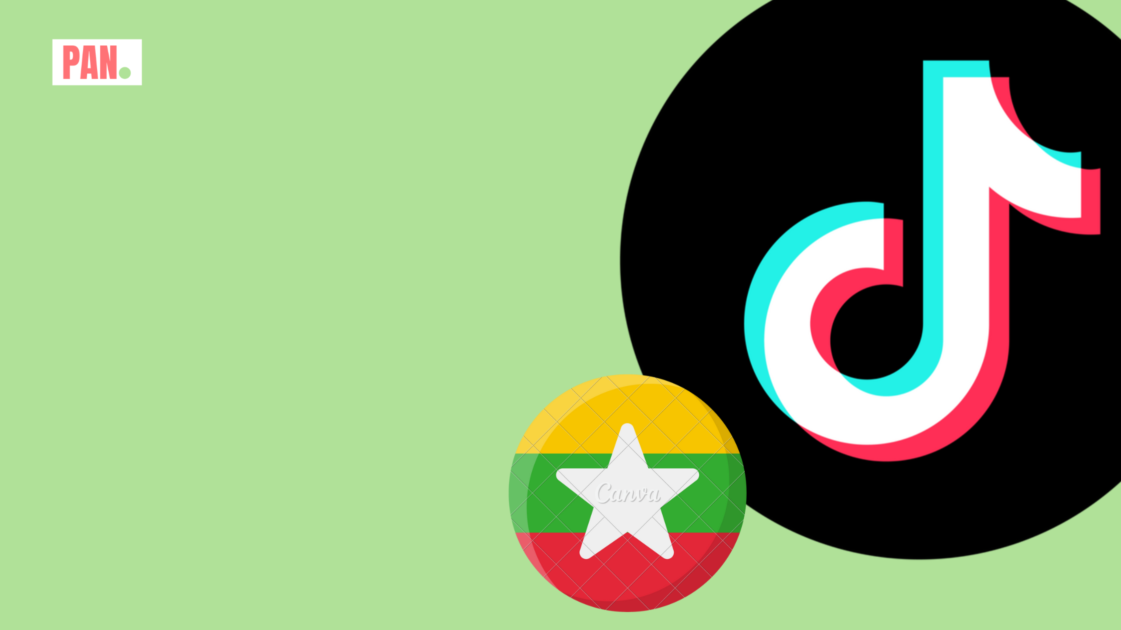 Myanmar flag and tiktok logo