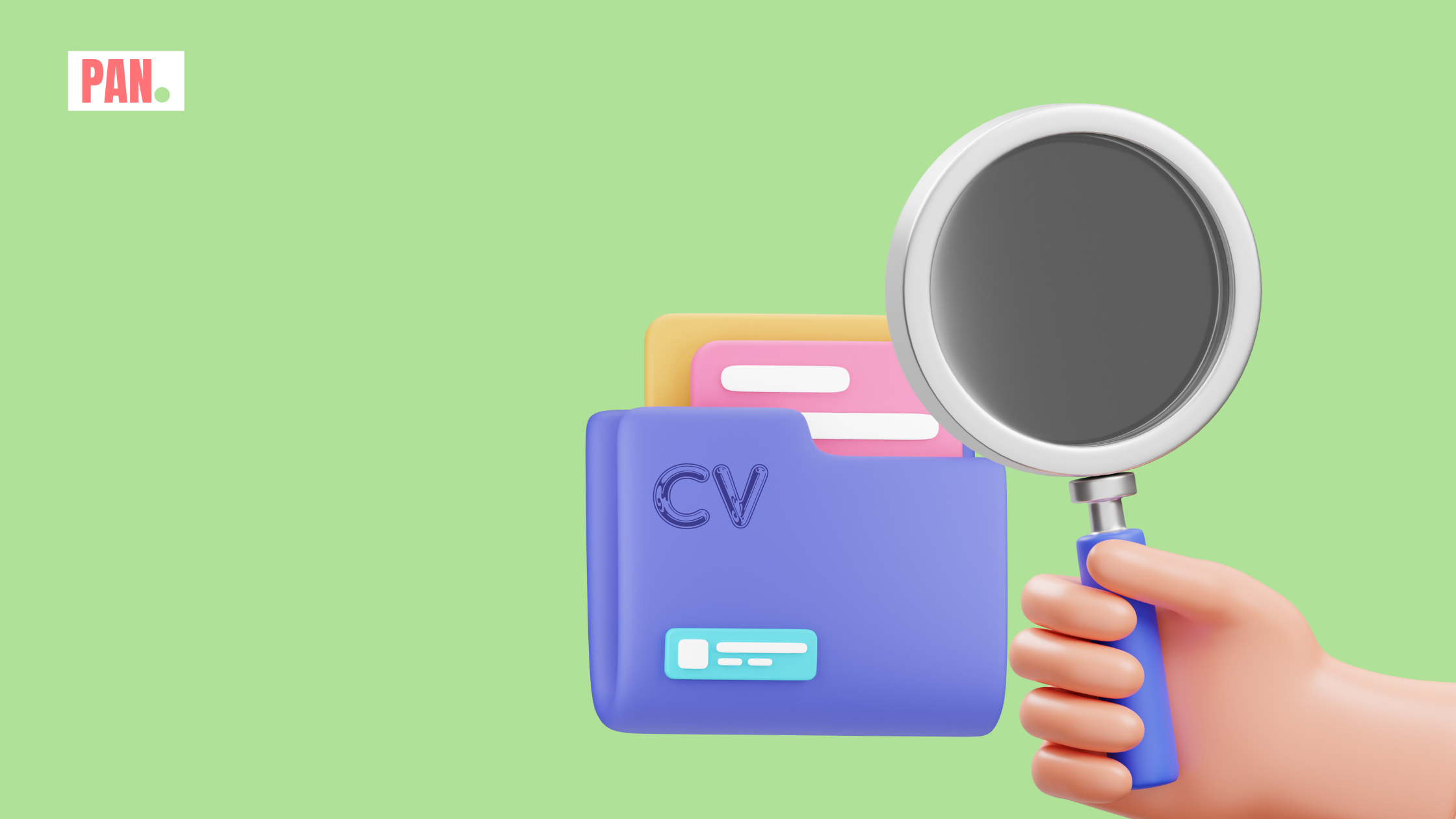 Magnifying glass on CV folder